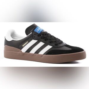Adidas Black and White Busenitz Sneakers with Brown Sole